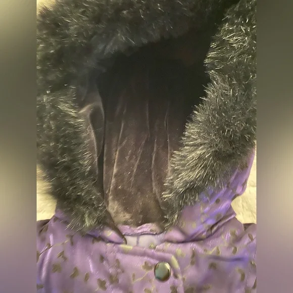 ❄️Rothschild Velvet Flocked Hooded Purple Coat - Picture 7 of 11